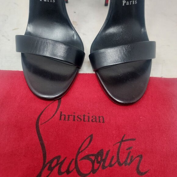 Christian Louboutin O Marylin Leather Black Strappy Heel Sandal - Picture 9 of 12